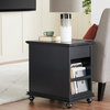 Elegant Chairside Table With Charging Station, Antique Black
