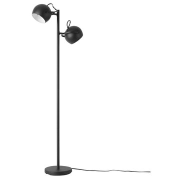 Miles 61" Matte Black 2-Light Floor Lamp with In-Line On/Off Foot Switch
