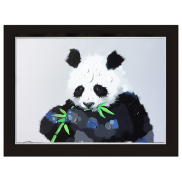 Panda Eating Handmade Wall Art Framed Museum Quality Wall Decor Size: 28x32