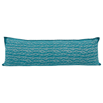 Artisan Hand Loomed Cotton Lumbar Pillow, Blue Ocean, 16"x48"