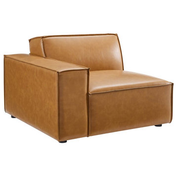 Modway Furniture Restore Right-Arm Vegan Leather Sofa Chair, Tan