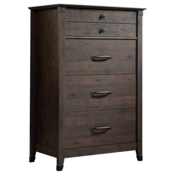 Pemberly Row Contemporary 4-Drawer Engineered Wood Chest in Coffee Oak