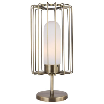 Woodbridge Lighting Tanner Table Lamp With Embedded LED, Brushed Brass