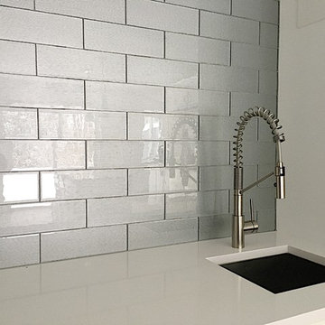Bar Sink With Glass Tile Backsplash