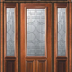 Prehung Sidelites-Transom Door 96 Wood Mahogany Marsala 2/3 Lite - Front Doors