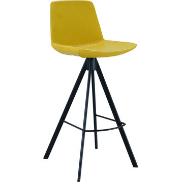 Sandy Bar Height Barstool, Black, Yellow, Artificial Leather