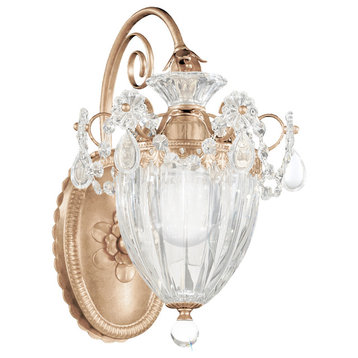 Bagatelle 1-Light Wall Sconce in Antique Silver With Clear Heritage Crystal