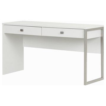 South Shore Interface Desk With 2 Drawers, Pure White