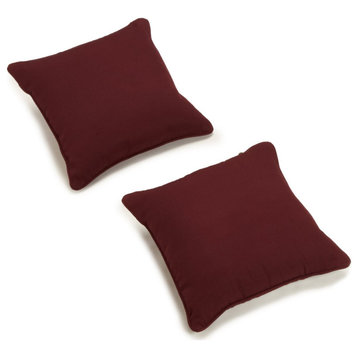 18" Double-Corded Solid Twill Square Throw Pillows, Set of 2, Burgundy