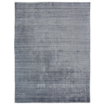 MERIDIAN Zinc Hand Made Wool and Silkette Area Rug, Gray, 12'x15'