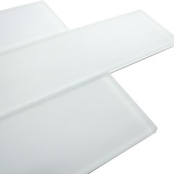 3x9 Super White Frosted Subway Glass Tiles - Home Accessories & Decor