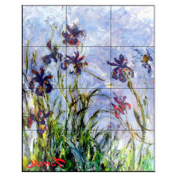 Tile Mural, Irises by Claude Monet