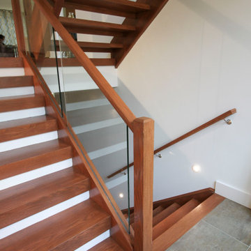 Project #78 | Modern Wood Staircase with Glass Panels