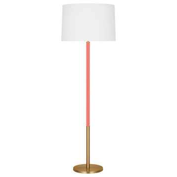 Monroe 1-Light Indoor Large Floor Lamp, Burnished Brass Gold