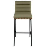 Meridian Furniture - Burke Upholstered Bar Stool, Green, Vegan Leather, Walnut Veneer Metal Dowel - Indulge in the allure of the Olive Green Vegan Leather Burke Bar Stool by Meridian Furniture. Its captivating design and luxurious Olive Green Vegan Leather elevate any space with effortless elegance. Crafted with precision and durability in mind, this stunning piece becomes the focal point of gatherings, fostering moments of connection and warmth. Embrace sophistication and style with the Burke Bar Stool, a testament to exquisite taste and timeless beauty.
