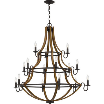 Quoizel SHR5015 15 Light 43"W Taper Candle Style Chandelier - Rustic Black