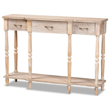 Baxton Studio Rustic Whitewashed Brown Finished Wood 3-Drawer Console Table