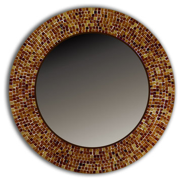 DecorShore 24" Brown Traditional Mosaic Decorative Wall Hanging Mirror