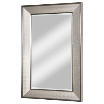 Brushed Nickel Pave Textured Frame Beveled Edge Accent Mirror - 24 x 36