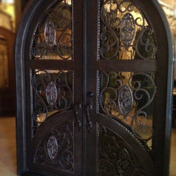 Mediterranean Round Top Iron Door - Front Doors