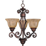 Maxim Lighting - Symphony 3-Light Chandelier - In either Screen Amber or Soft Vanilla Glass, the sharp angles of the Oil Rubbed Bronze body modernizes and inspires.