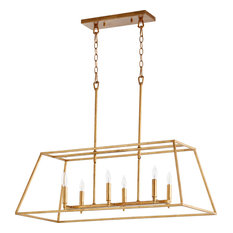Gabriel 6-Light Linear Pendant, Gold Leaf