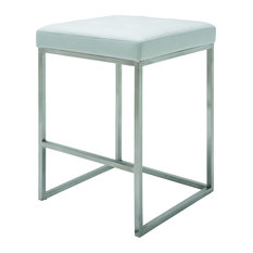 Nuevo - Chi Stool, Seat: White, Base: Stainless Steel, Counter Height - Bar Stools and Counter Stools