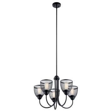 Kichler 52269BK Five Light Chandelier, Black Finish