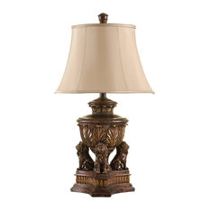 Table Lamp, Majestic Gold Finish, Cream Fabric Shade