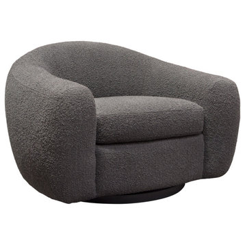 Pascal Swivel Chair With Boucle Textured Fabric, Charcoal