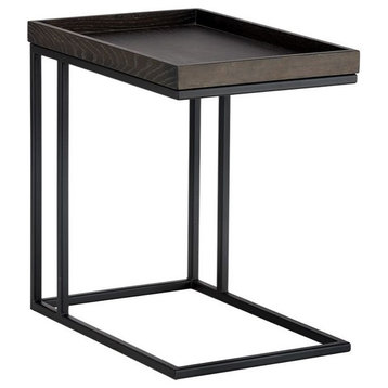Arden C-Shaped End Table, Black/Charcoal Gray