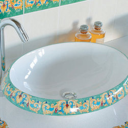 LVT 100 Giglio Hand Painted Multi-Color Vessel Bathroom Sink - Bathroom Sinks