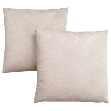 Pillows, Set Of 2, Accent, Sofa, Couch, Bedroom, Polyester, Beige