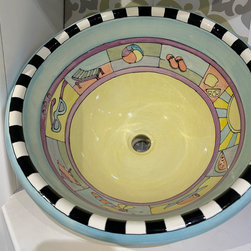 16&rdquo; Terri tile Round hand painted drop-in sink - Bathroom Sinks