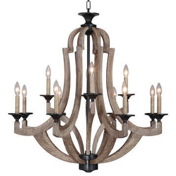 Craftmade 35112 Winton 12 Light 36"W Taper Candle Chandelier - Weathered Pine