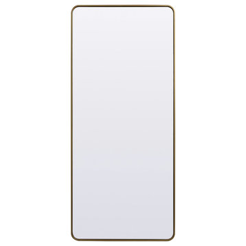 Soft Corner Metal Rectangle Mirror 32X72", Brass