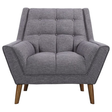 Armen Living Cobra Modern Linen Fabric & Wood Chair in Dark Gray/Walnut