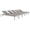 Shore Chaise Outdoor Aluminum, Set of 6, Silver Gray