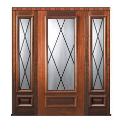 Prehung Side lights Door 80 Wood Mahogany Sandringham 3/4 Lite Glass - Front Doors