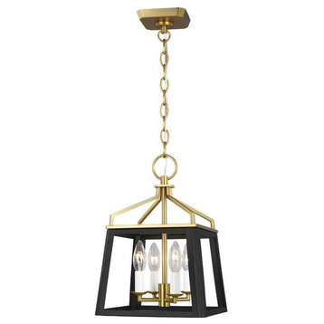 Carlow 6-Light Chandelier in Midnight Black And Burnished Brass by Chapman & M