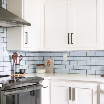 Light Blue Kitchen Tiles in Subway Pattern