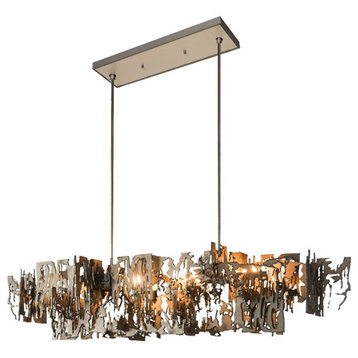 Postmodern Grey/Gold Metal Art Rectangle Chandelier For Dining room, Golden, L39.4"