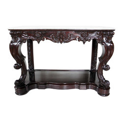 Anglo Indian Rococo Revival Mahogany and Marble Console - Console Tables
