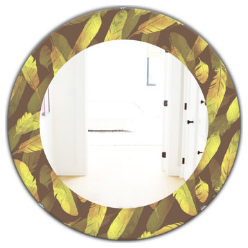 Designart Yellow Moods 4 Bohemian Eclectic Frameless Oval Or Round Wall Mirror,