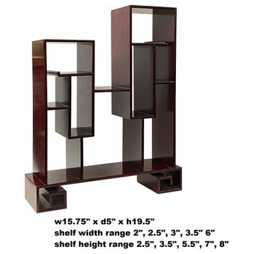 Chinese Brown Mahogany Rectangular Small Curio Display Stand ws1734
