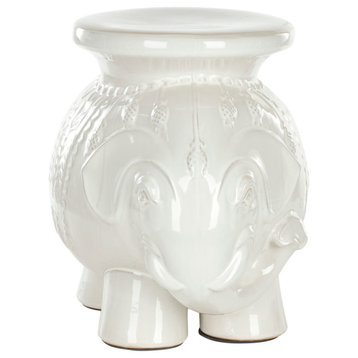 Safavieh Ceramic Elephant Stool, White