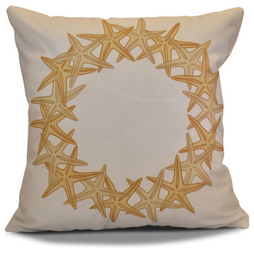 Decorative Holiday Pillow Geometric Print, Gold, 16"x16"