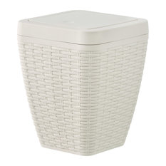 Deluxe Wicker Style Square Swing Trash Can 6.5 qt., Bone