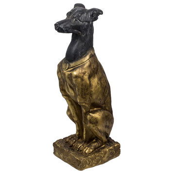Dog Decorative Object or Figurine, Black and Gold