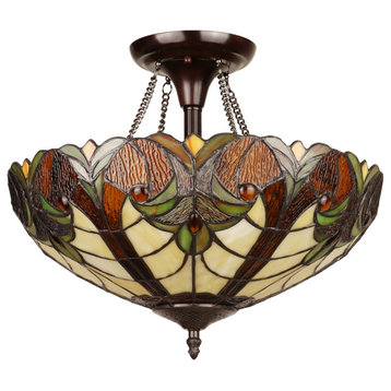 Chloe Lighting Liason Victorian-Style 2-Light Ceiling Semi-Flush Mount 16" Wide
